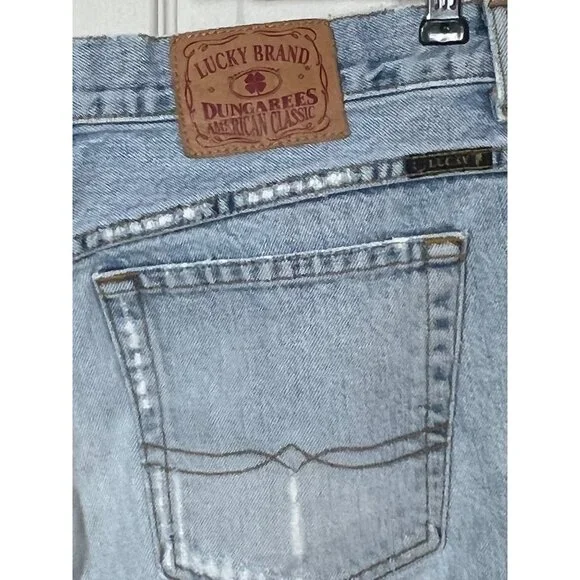 Vintage LUCKY BRAND Distressed Frayed Mid-Rise Jeans 14/32 - Picture 3 of 11